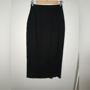 Sarah B Studio Black Long Maxi Pencil Skirt Faux Suede Soft Texture Size 6